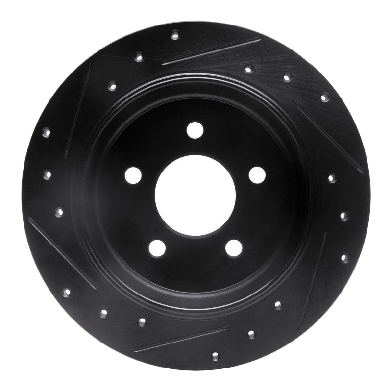 Ford Crown Victoria Brake Rotor (1) - Rear Right - R1 Concepts - Drilled & Slotted - Black - `96-`02